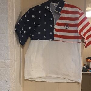 Patriotic Half-Zip Shirt with Stars and Stripes